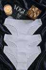 Kadın Beyaz Dikişsiz Slip Külot 3’lü Set – İz Yapmayan Microfiber İç Giyim