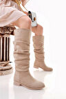 Winda Bej Süet Körüklü Çizme