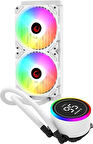 RAMPAGE HELIOS C15 BEYAZ 12CM FAN SICAKLIK GÖSTERGELİ İNTEL LGA1700/AMD AM5 ARGB 240MM SIVI SOĞUTMALI CPU FAN