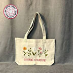 Uretti - Ülkü 1188 - 8862 El Yapımı Nakış İşlemeli Krem Kanvas Keten Çanta - Çiçekler