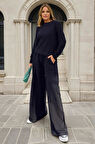 Kadın Uzun Kollu Sweatshirt , Bol Paça Beli Lastikli Cepli Pantolon - Alt & Üst Takım 3485500