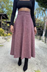 Kadın Kışlık Kırçıllı Kaşe Etek, Cepli, Yüksek Bel, Uzun, Kiloş 3528275