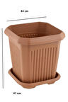 1 adet 44 Litre Plastik Kare Büyük Boy Bahçe Balkon Salon Çiçek Yada Ağaç Saksı 44*44*41 cm Tabaklı