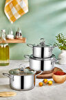 Paslanmaz Çelik İndüksiyonlu 6 Parça Güveç Tencere Seti 3'lü