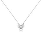 Zirkon Taşlı Pırlanta Montür Gümüş Altın Kaplama Kelebek Gümüş Kolye