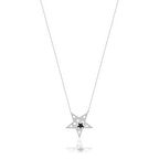 Zirkon Taşlı Pırlanta Montür Yıldız Desenli Gümüş Kaplama Gümüş Kolye