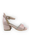 Abiye Kız Çocuk Topuklu Ayakkabı Pudra İnci Mercan