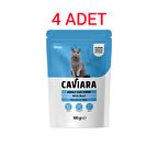 Caviara Pouch Jöle Içinde Et Parçacıklı Dana Etli Yetişkin Kedi Pouch Yaş Mama 100 gr X4
