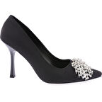 Prego 030-23Y Kadin Kristal Üzüm Asmali Tokali Topuklu Ayakkabi SİYAH