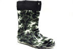 Prego İçi Polar Yünlü Dışı Plastik Çocuk Yağmur Çizme SİYAH YEŞİL