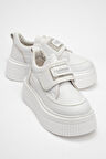 Beyaz (London) Poli Hafif Kalın Taban Cırtlı Taşlı Kadın Spor Ayakkabı BEYAZ