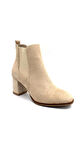 Beyaz (Pine Cone) Dana Süet Topuklu Lastikli Kadın Bot BEJ