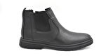 Beyaz (Baykara) Hakiki Deri Termo Kaymaz Taban Fermuarlı Günlük Erkek Bot SİYAH
