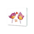 Decovetro Cam Kesme Tahtası Love You Bird Desenli 20x30 Cm