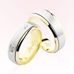 Sarı Beyaz Bombeli Altın Alyans 4503