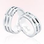 Lazer Kesim Beyaz Altın Alyans 4504