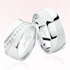 Beyaz Şeritli Taşlı Altın Alyans 4506