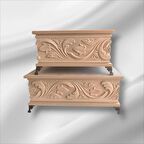 Ahşap- Ham Mdf- Desenli-takı-makyaj-aksesuar-çok Amaçlı- Ayaklı- 2li Dekoratif Kutu