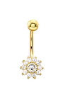 Altın Taşlı Çiçek Piercing