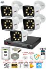 FURY 5 Kameralı 5mp Lens 1080p 2mp Color Görüntü 8 Warm Led Gece Görüş FullHd Güvenlik Kamera 5525W 320