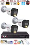 FURY 3 Kameralı 5Mp Lens 2 Mp Görüntü Gece Renkli Full Hd Ultra Led Akıllı Güvenlik Kamerası Seti 500GB