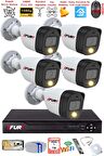 FURY 5 Kameralı 5Mp Lens 2 Mp Görüntü Gece Renkli Full Hd Ultra Led Akıllı Güvenlik Kamerası Seti 1 TB