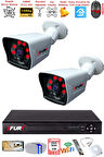 FURY 2 Kameralı 2MP Full HD Görüntü 6 Atom Led Gece Görüşlü Dış Mekan Güvenlik Kamerası Seti 500GB