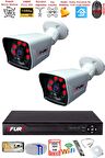 FURY 2 Kameralı 2MP Full HD Görüntü 6 Atom Led Gece Görüşlü Dış Mekan Güvenlik Kamerası Seti 320GB