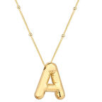 925 Ayar Gümüş Gold Balon A Harfi Kadın Kolye