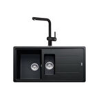 Basis Bfg 651 Nero Granit Eviye, Active Plus Doccia 2.0 Batarya Set