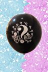 Büyük Boy Girl Or Boy Siyah Cinsiyet Belirleme Partisi Balonu Konfeti