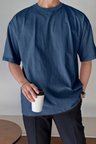 Erkek Oversize Tişört Pamuk Kumaş Bisiklet Yaka Rahat Kalıp T-shirt