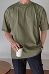 Erkek Oversize Tişört Pamuk Kumaş Bisiklet Yaka Rahat Kalıp T-shirt