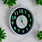 Fosforlu Mini Küçük Saat Duvar Saati Çap 22 Cm Cam Yok
