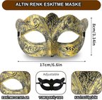Altın Renk Eskitme Maskeli Balo Maskesi – Venedik Tarzı Parti Maskesi (5224)