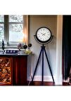 Siyah Metal Ofis Salon Otel Ayaklı Seyyar Saat B34