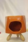 Buhardanlık Seramik Ahşap Ayaklı Buhurdanlık Oranj