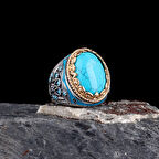 925 Ayar Erkek Mineli Mikro Taş İşlemeli Gümüş Yüzük