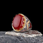 925 Ayar Bronz Motifli Erkek Gümüş Yüzük