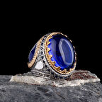 925 Ayar Gümüş Erkek Yüzük – Lüks Tasarım Oval Taşlı Yüzük