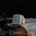 925 Ayar Gümüş Erkek Yüzük – Sanatsal İşlemeli Doğal Taş Yüzük