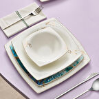 Karaca Fine Pearl Pavo 62 Parça 12 Kişilik Yemek Takımı Kare