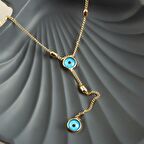 Nazarlı Uçlu Kolye KADIN MODA TAKI TASARIM AKSESUAR ŞIK ZARİF HEDİYELİK