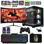 Xaser Nova x80  Ryzen 7 5700X 32GB Ram 1TB M.2 NVMe SSD 8GB RX5050 Sıvı Soğutmalı 27" 200Hz Oyuncu Tavsiye sistem