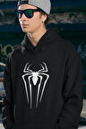 Marvel Örümcek Adam Logo Baskılı Unisex Hoodie, Oversize Spider-Man Hoodie