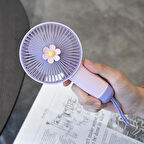 Ozmik Çiçekli Küçük Fan Mini USB Şarjlı  Telefon Askısı ile 