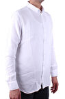 Dagoster DMG23-121362 Beyaz Günlük Müslin Normal Kalıp Uzun Kol Erkek Gömlek
