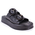 Dagoster DZA07-890784 Siyah Ortopedik Günlük Taşlı  Kadın Terlik