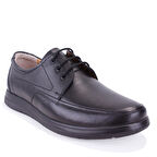 Dagoster DMA08-433 Siyah Ortopedik Poliüretan Taban Günlük Bağcıklı Erkek Deri Ayakkabı