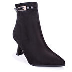 Dagoster DZA07-11332005 Siyah Süet Klasik Topuklu Kadın Bot
